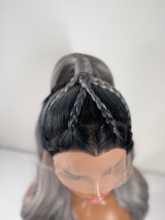 Pre-Styled Rooted Steel Grey Wig