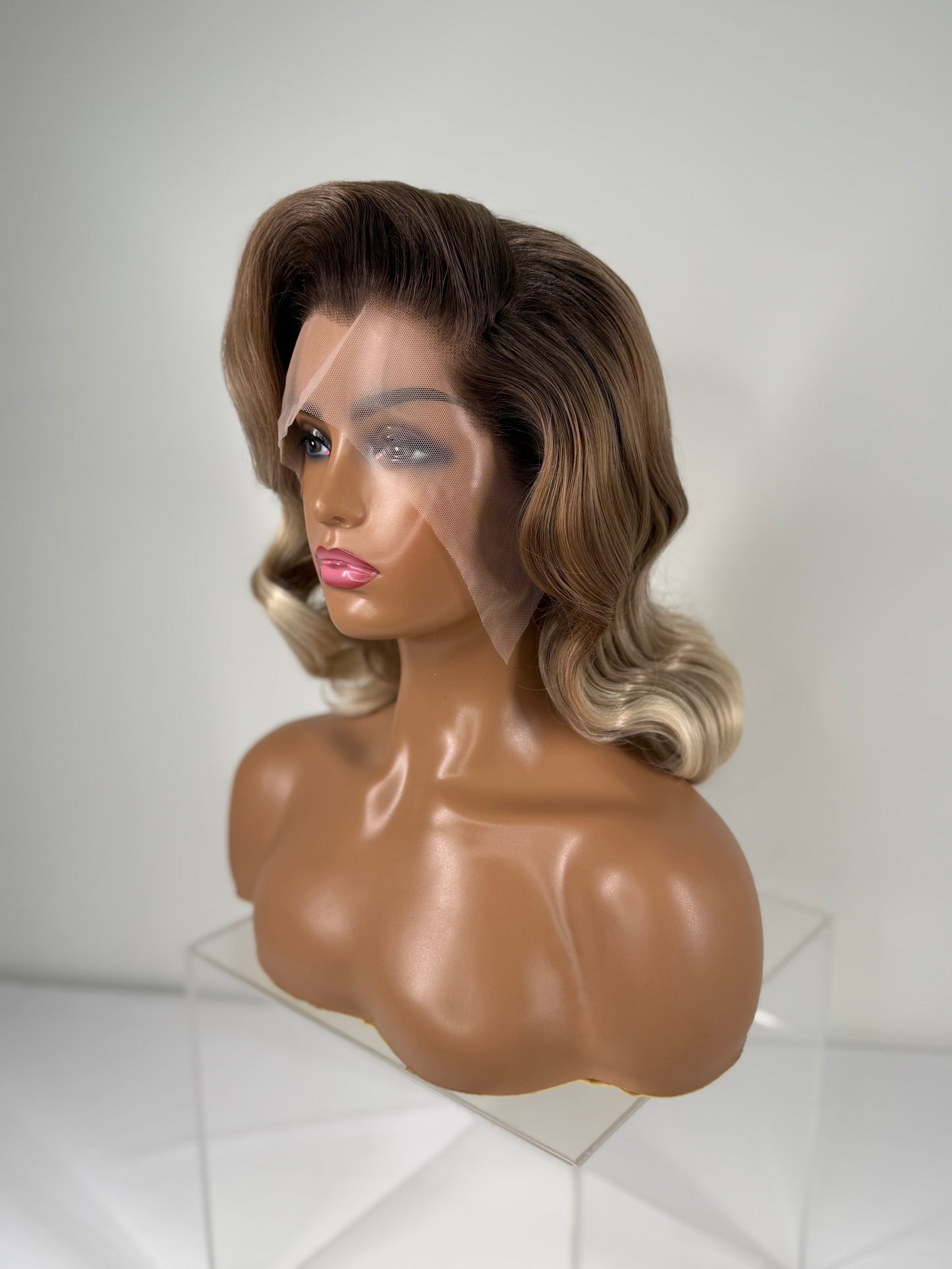 Pre-Styled Bleach Blonde Ombré Wig