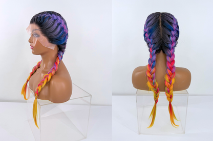 Braided Lacefront Wig- Rainbow Sunset