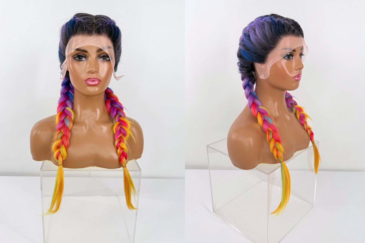 Braided Lacefront Wig- Rainbow Sunset