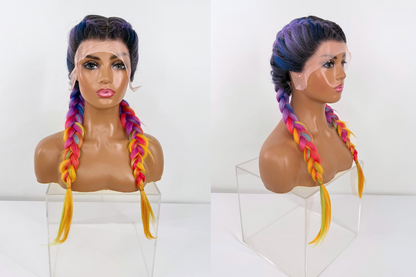 Braided Lacefront Wig- Rainbow Sunset