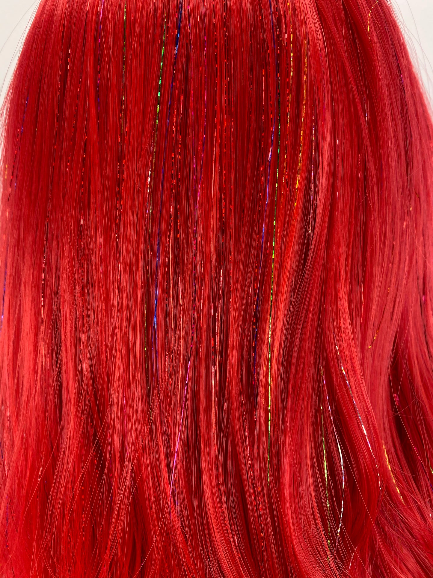 Limited Edition Rainbow Red Tinsel Wig